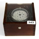 A wooden cased aircraft compass, case W. 15cm.