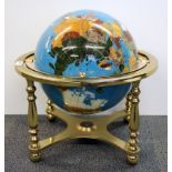 A large gemstone inset globe, Dia. 44cm (frame).