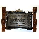 A small Victorian wall mounted cabinet (40 x 30cm) and four carved brackets.