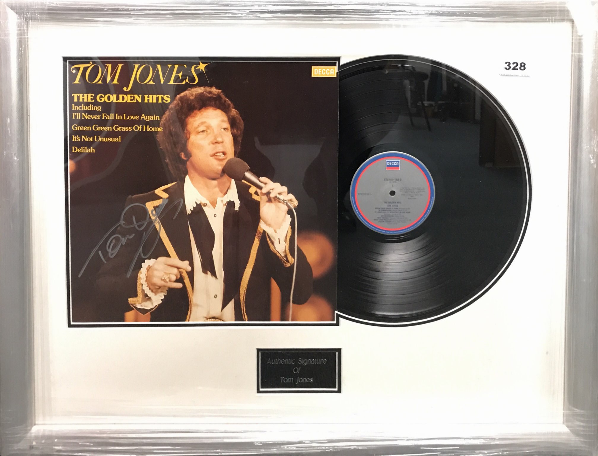 Autograph Interest, Tom Jones autographed LP cover The Golden Hits, 70 x 55cm (frame), with