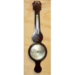 An 18th century flame mahogany veneered mercury barometer by A. Tagliabue of Holborn, London. H.