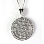 A lovely 9ct white gold diamond set pendant and chain.