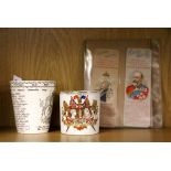 Two Victorian commemorative mugs and two commemorative book marks.