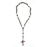 An unusual large 19th century rustic rosary, L. 177cm.