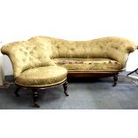 A 19th century mahogany framed couch (W. 176cm) and matching chair.