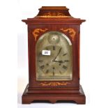 A 19th century inlaid mahogany striking bracket clock, H. 38cm.