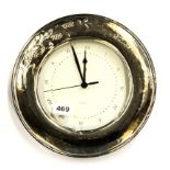 A contemporary silver framed wall clock, Dia. 28cm.