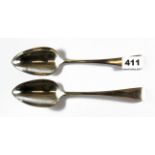 Two Georgian hallmarked silver spoons.