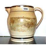 A rare 18th century Sunderland lusterware jug commemorating the opening of the Iron Bridge built