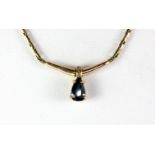 A 9ct yellow gold sapphire and diamond set necklace.