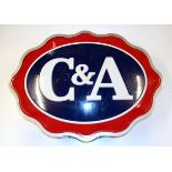 A large old illuminated C&A advertising sign, 98 x 73 x 29cm.