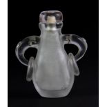 A carved Chinese rock crystal snuff bottle with integral ring handles, H. 7.5cm, Prov. Heanes