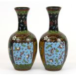 A pair of early 20th century Chinese cloisonné vases, H. 15cm.