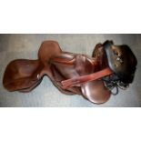 Two good quality leather horse saddles and other tack.