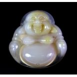 A deeply carved Chinese chalcedony amulet of the Happy Buddha, H. 4.5cm.