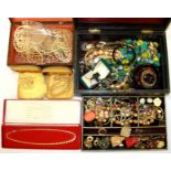 Two jewellery boxes and contents.