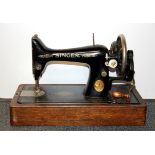 A vintage Singer sewing machine.