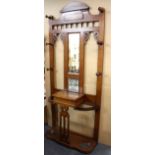 A 19th century mahogany tile back hallstand, 205cm, W. 85cm.