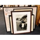 Four framed vintage pencil signed photographs of Leigh On Sea by John R Adams and two framed