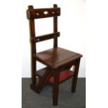 A 19th century metamorphic library step chair, H. 87cm.