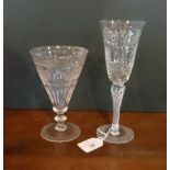 An Edwardian funnel shaped drinking glass,