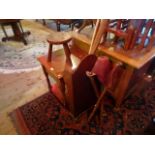 A mixed lot to include: an oak side table, early 20th century fishing rod, a Pintail folding stool,