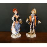 A pair of contemporary Unter Weiss Bach figurines in the 19th century style (23.5cm).