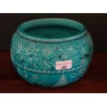 A late 19th century Burmantofts Faience turquoise jardiniere,