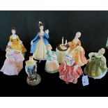 Eight Royal Doulton figurines, to include: Coralie (HN2307), Leading Lady (HN2269),