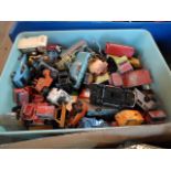 A large quantity of small play worn die-cast vehicles, the majority Lesney and Matchbox.