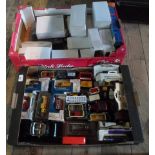 Two boxes containing a good quantity of die-cast vehicles, the majority in original boxes,