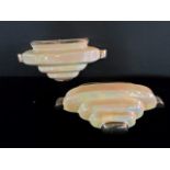A pair of Art Deco Sadler wall pockets, each of typical stepped form, lustre finish, (22cm x 11cm).