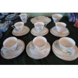 A Royal Stafford Ballet pattern part-tea service, comprising eight trios, sandwich plate,