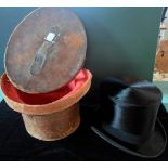 A 19th century top hat, the interior label signed Johnson & Co.