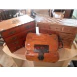 A large 20th century table top brass mounted eight drawer cabinet,