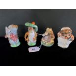 Four Beatrix Pottery Beswick figurines, comprising: Jeremy Fisher, Mrs Tiggy Winkle,