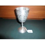 A silver goblet on circular foot, Birmingham hallmarks 1942.