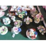 Twelve porcelain flower posy decorations, to include examples by Coalport: Crown Staffordshire,