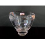 A Dartington Crystal glass vase of tapering swirl form, (19cm tall).