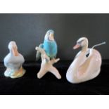 A Royal Copenhagen figurine of a swan, no. 755, together with a Royal Copenhagen duck no.