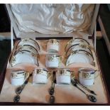 A mid-20th century cased Noritake porcelain coffee set, comprising: six cans and saucers,