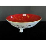 A Coalport fruit bowl, having Oriental birds and foliage in a gilt finish to a deep red ground,