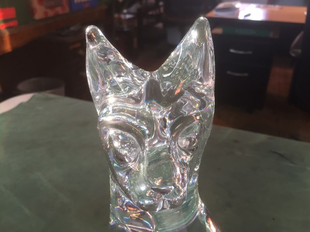 A Daum glass model of a seated cat, together with another smaller, each with acid etched mark, - Image 2 of 4