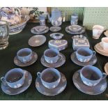 A good quantity of twentieth century Wedgwood Blue Jasperware, to include: a teapot, cups & saucers,