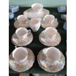 A Royal Albert part-tea service, a six place setting, comprising: trios, sugar bowl,