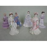 Six ceramic figurines, to include examples by Wedgwood, Royal Worcester and Coalport.