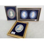 A limited edition tricolour oval portrait medallion, depicting Josiah Wedgwood,