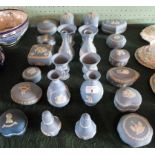 A large quantity of Wedgwood Jasperware, to include: cruets, spill vases,