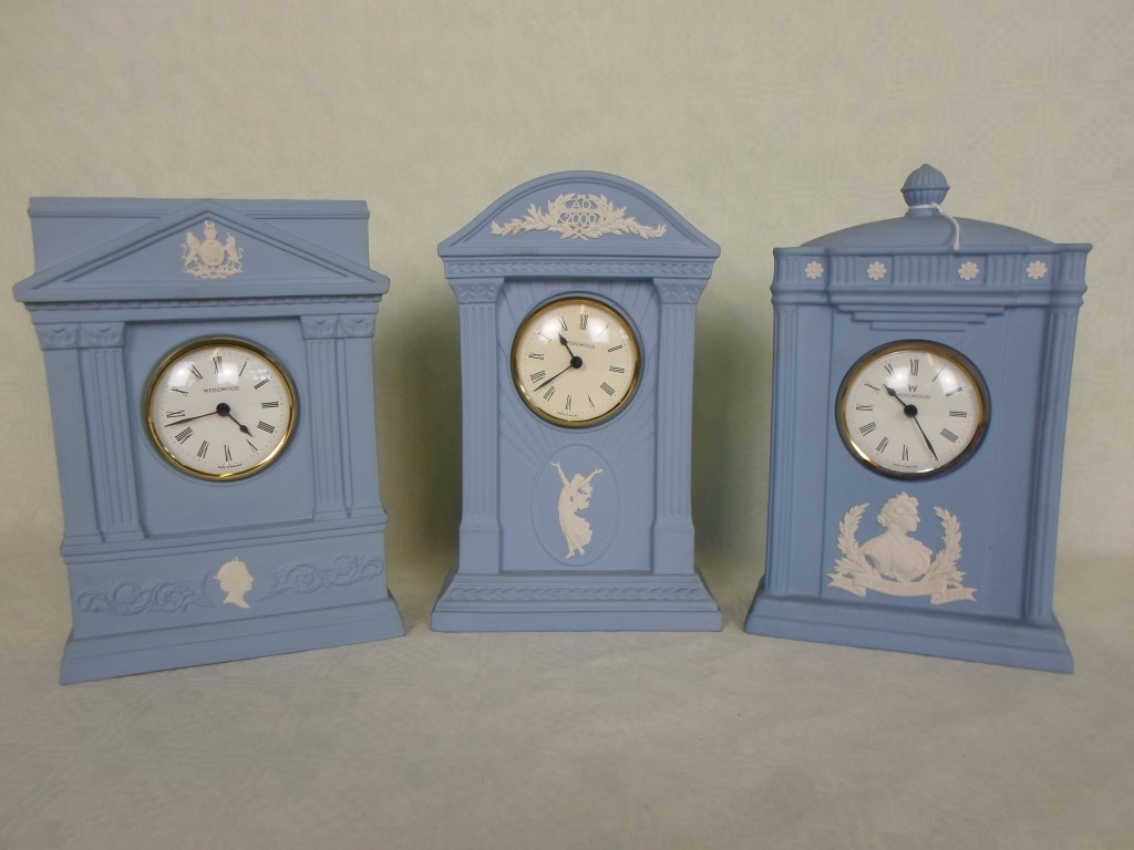 A Wedgwood Jasperware mantle clock commemorating the millennium,