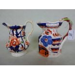A 19th century ironstone china jug, decorated in the Imari palette, 13cm, together with another,